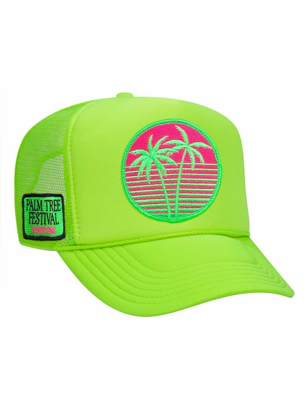 Aviator Nation Palm Tree Festival Hamptons Neon Green Palm Tree Trucker Hat